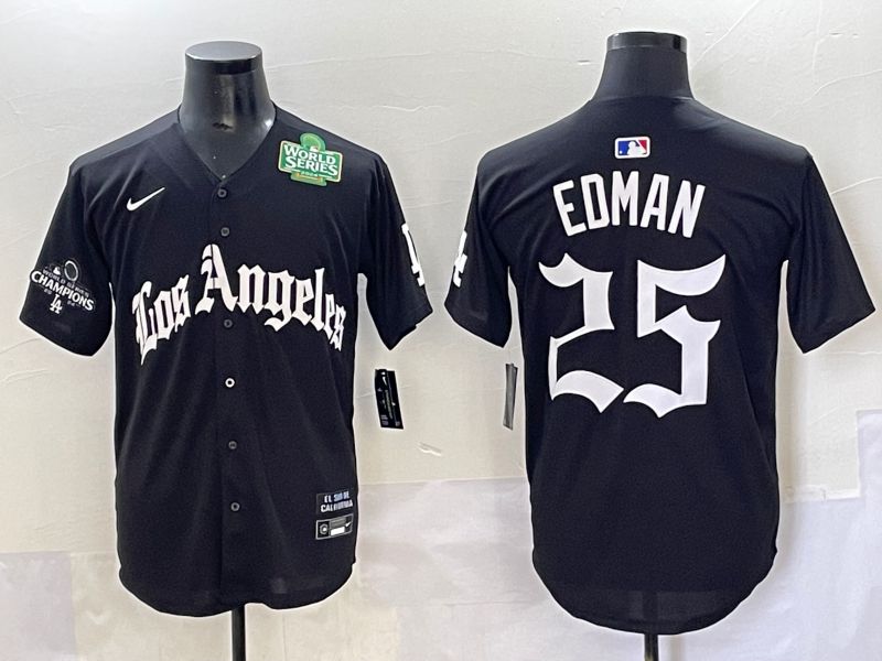 Men 2025 Los Angeles Dodgers #25 Edman Black Five generations Joint Name Nike MLB Jersey style 7->los angeles dodgers->MLB Jersey